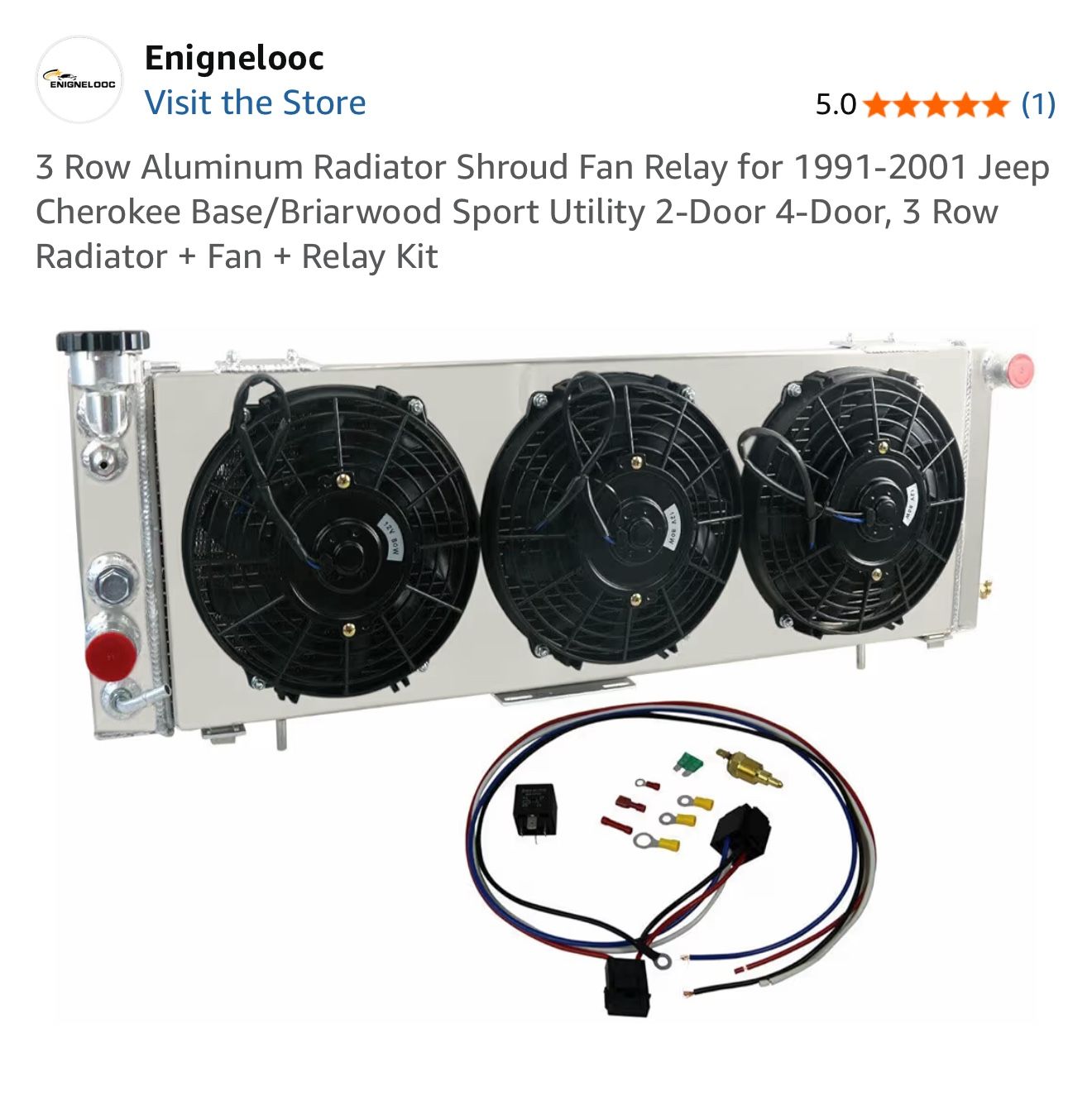 Brand New 3 row Aluminum Radiator For 1(contact info removed) Jeep Cherokee 