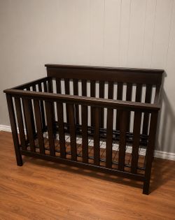 Dark Espresso Wood Baby Crib with changing table