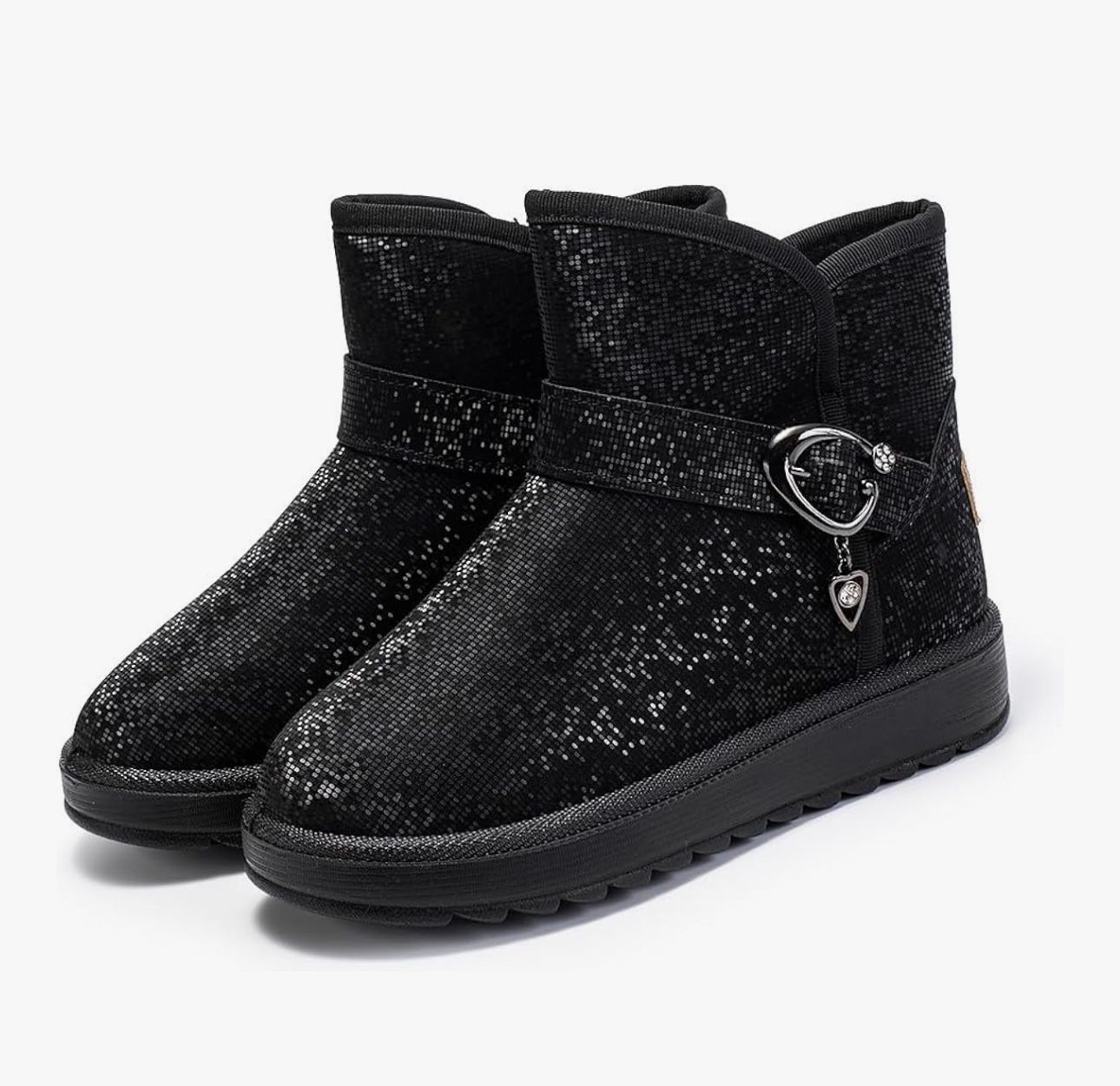 Women's Glitter Snow Boots Winter Fur Lined Ankle Boots Size 7-7.5