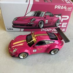 Pop Race 1:64 Scale Porsche 997 RWB Diecast Model in pink