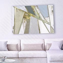 MOVING SALE: Stunning Geometric Neutral Version Museum Mounted Canvas Artwork from Crate & Barrel