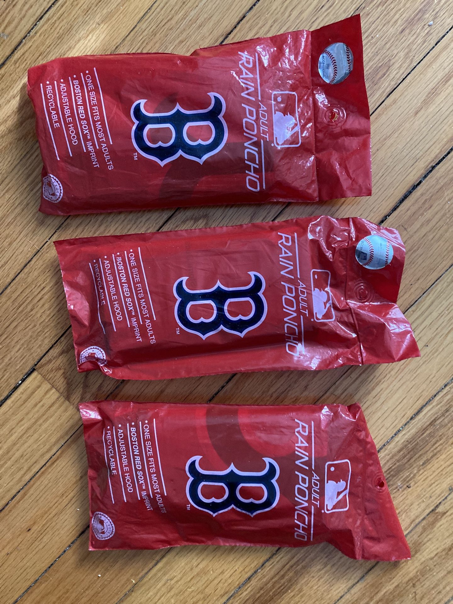 (3) Red Sox Rain Ponchos