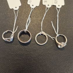 4 Sterling Silver Rings, .925 Silver, 17.8 g