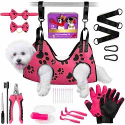 MAcosiness Pet Grooming Hammock for Nail Trimming - Complete Groomers Helper Set for Pet - Dog Grooming Hammock with Hook - Cat Nail Clipper - Dog Ham