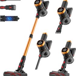 Cordless Vacuum Cleaner for Home, 40000Pa/450W Stick Vacuum with LED Touch Screen, Charging Wall Doc