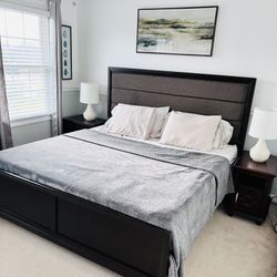 King Size Bed Set with 2 side tables & dresser with 6 drawers