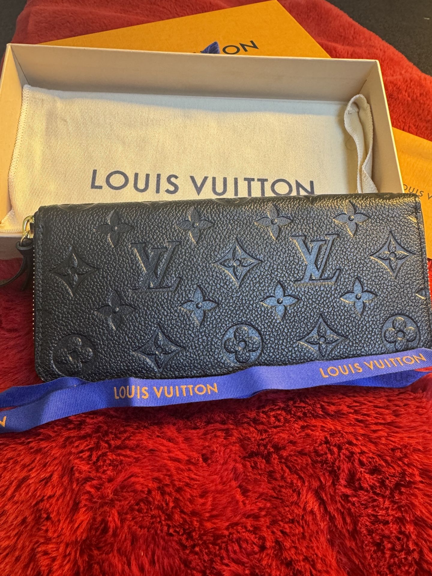 Brand New Black Leather Louis Vuitton Wallet with Full Zipper, Card & Coin Compartments