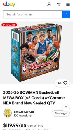 2025-26 BOWMAN Basketball MEGA BOX (42 Cards) w/Chrome NBA Brand New Sealed QTY