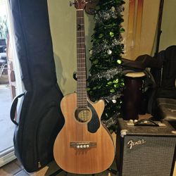 Fender CB=60SCE Acoustic-electric Concert Bass Guitar-Natural 