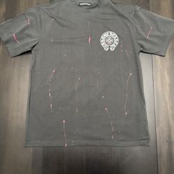 Chrome Hearts Charcoal Pink Paint Splatter Horseshoe Tee