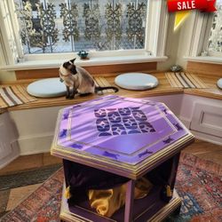 Witchy Cat Bed, Cat House, Cat Gifts, Pet Crate, Pet Kennel, End Table, Vintage 