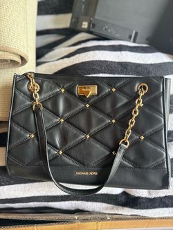 Michael Kors Black Quilted Leather Tote Bag
