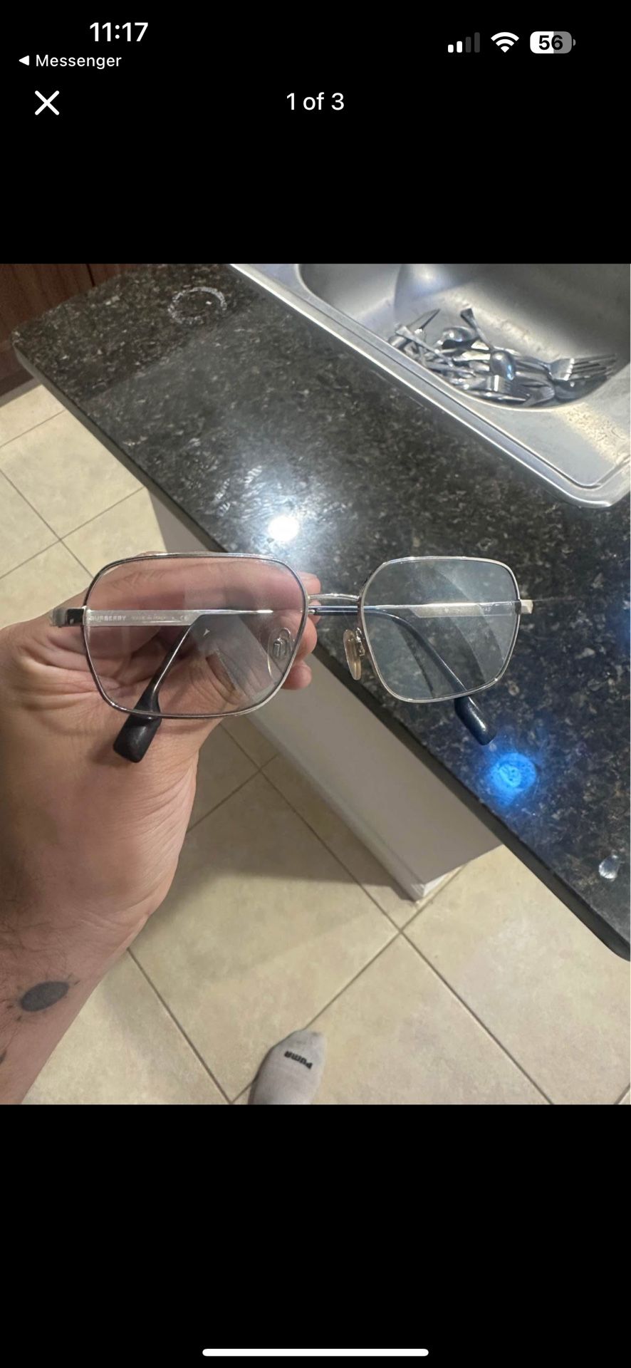 Authentic Burberry Glasses with Transitioning Lenses