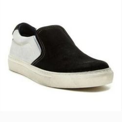 Rogue Riave Slip On Leather Sneakers Shoes Black White Size EU 42 / US 9 - MADE IN PORTUGAL - Retail $350