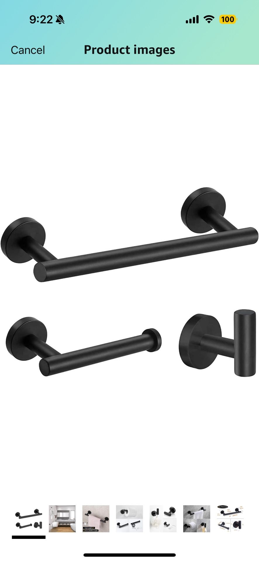 3-Pieces Matte Black Bathroom Hardware Accessories Set