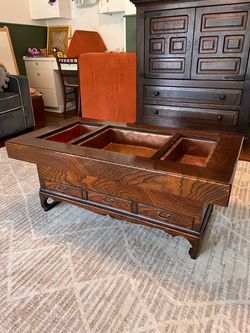 Vintage Japanese Hibachi Coffee Table with Copper Liners
