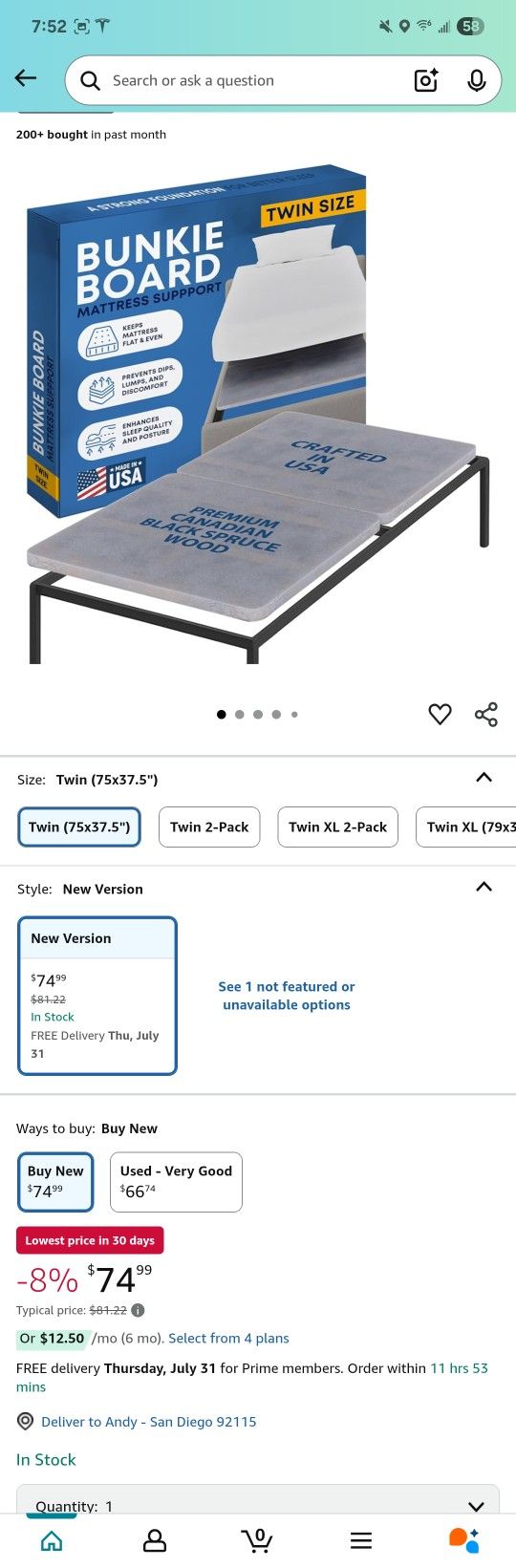 Premium 38mm Split Wood Bunkie Board Twin Size Bed
