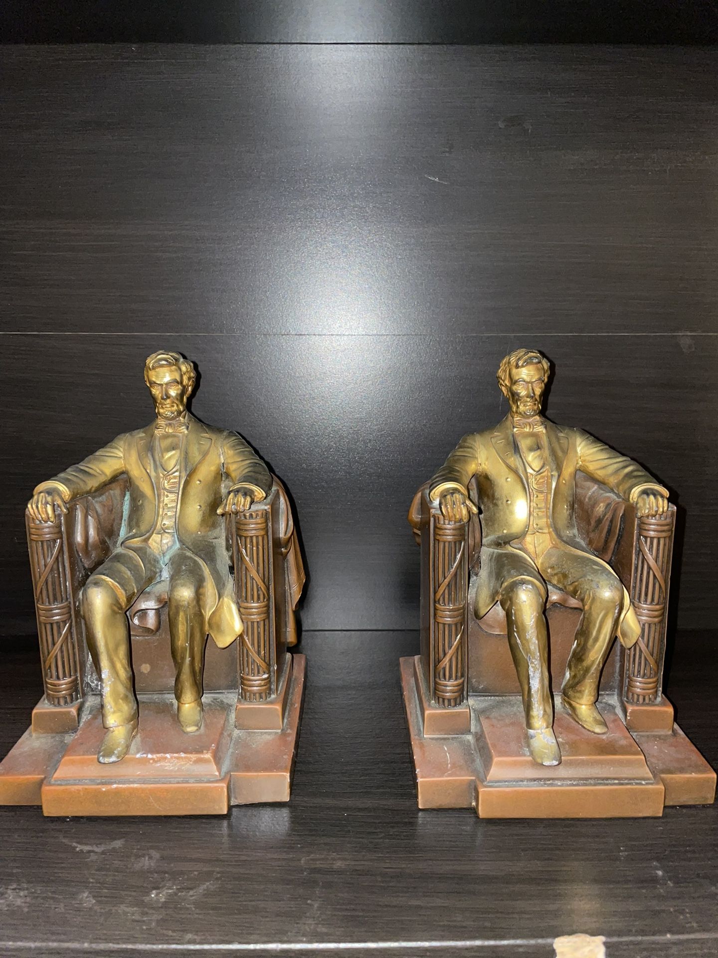 Jennings Bros D.C. French Abraham Lincoln Memorial Statue Bronze Patina Bookends