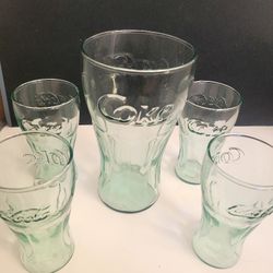 5 Vintage Coca Cola Embossed  Glasses