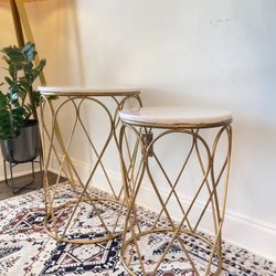 2 Heavy Marble Side End Tables