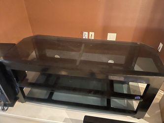 Metal and glass TV stand