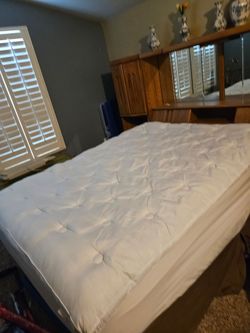 Queen Mattress with box spring, frame and washable mattress topper