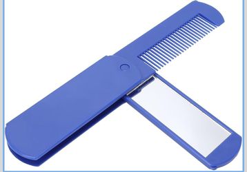 Folding 2-in-1 Hair Brush & Beard Comb with Mirror - Compact, Portable for Travel and Gift