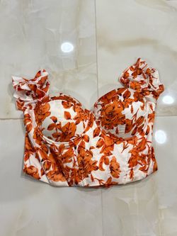 SHEIN floral print bustier corset top with ruffled straps