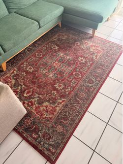 Red Distressed Area Rug 5x7 ft