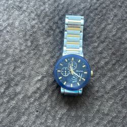 Bulova men’s watch blue face gold and silver band