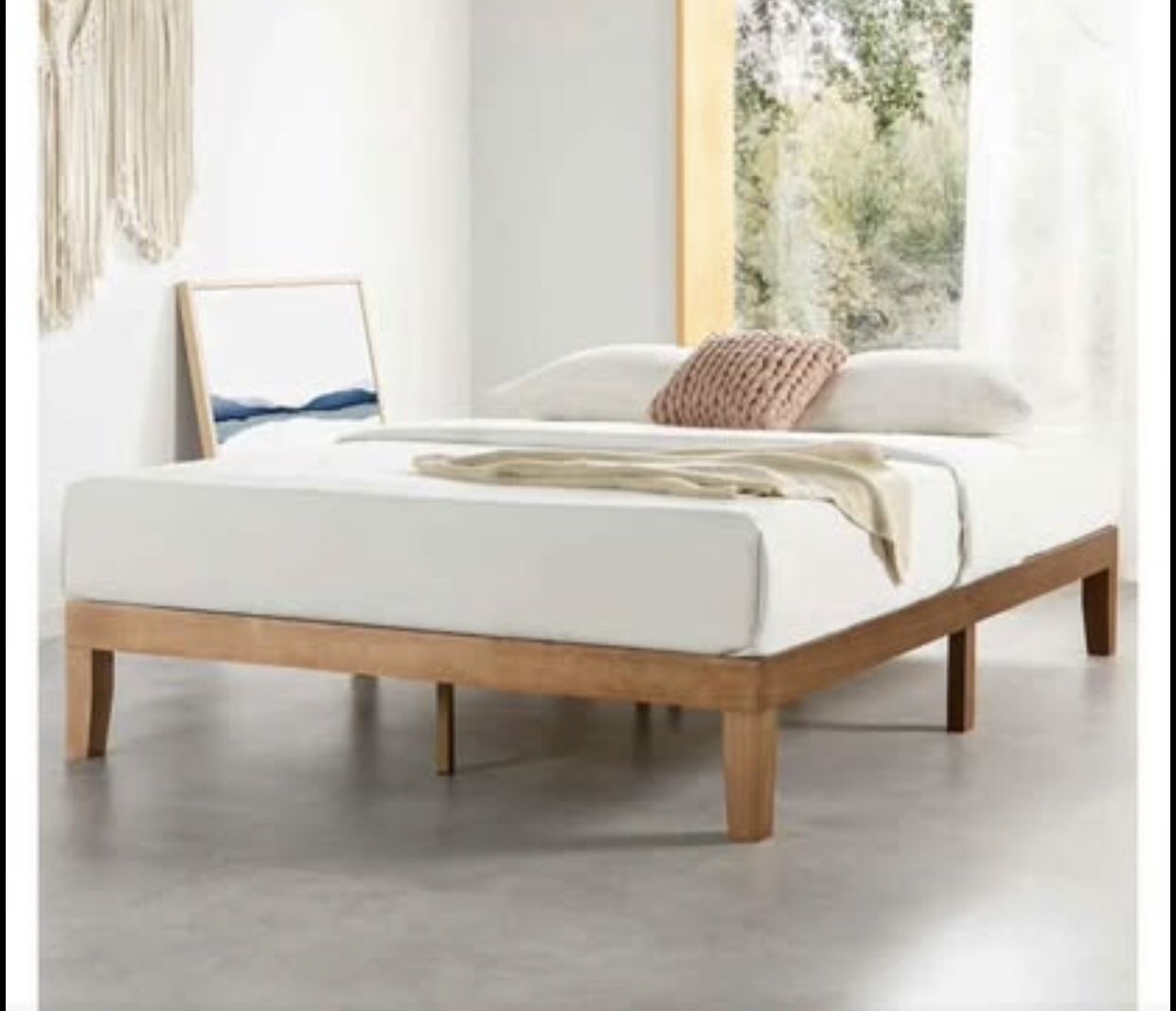 Brand new in box! Mellow Naturalista Queen Solid wood platform bed. Pine finish.