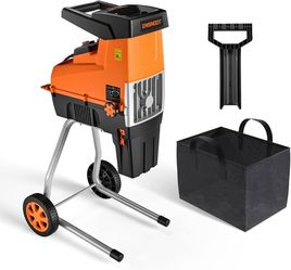 ENGINDOT Electric Wood Chipper, 15Amp Power Chipper Shredder, Silent Wood Shredder with Max 1.73 Inches Cutting Capacity, 60L Collection Bag, Adjustab