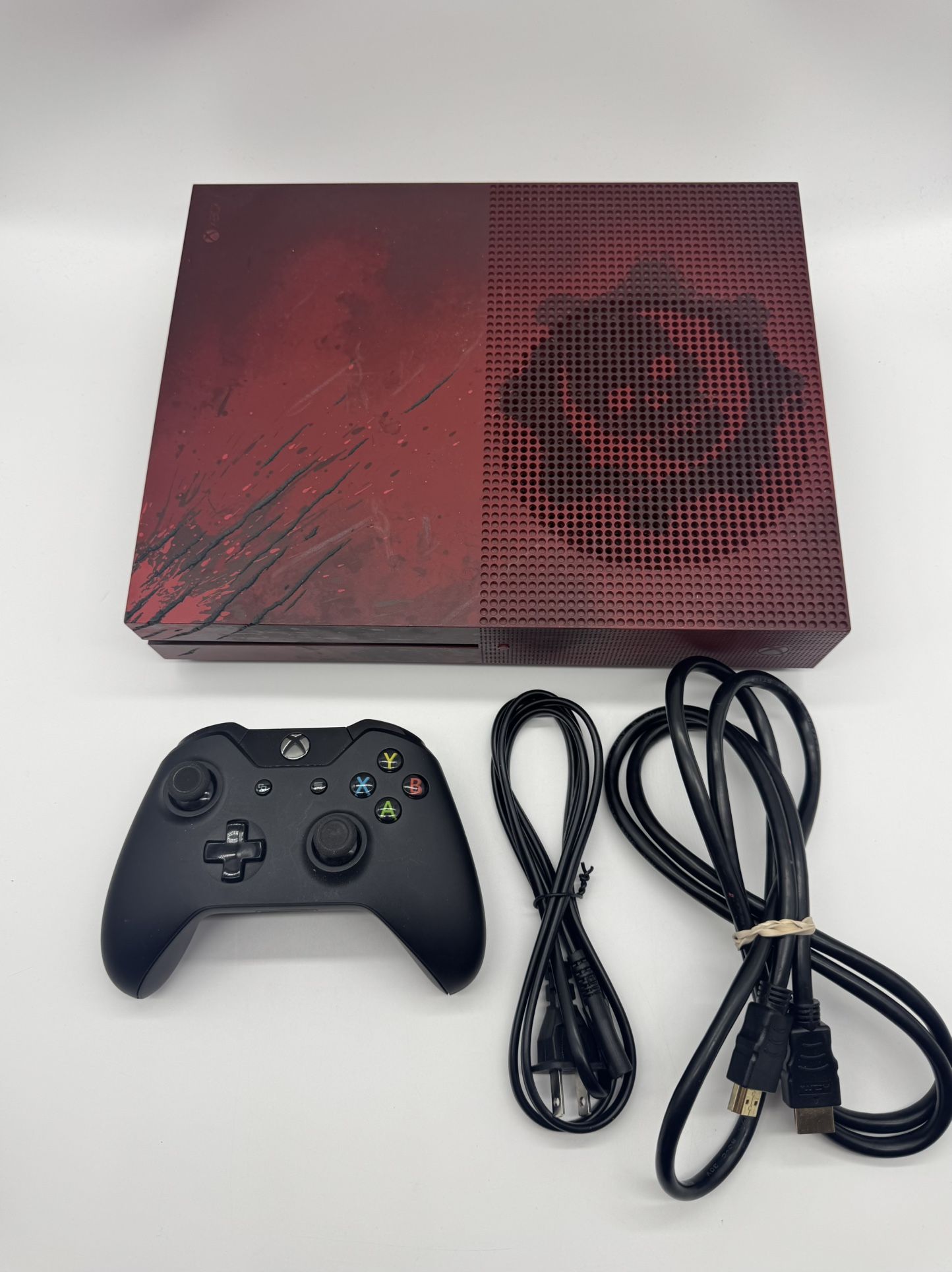 Xbox One S 2TB Model 1681 Red Gears of War 4 Edition Bundle - Tested & Reset