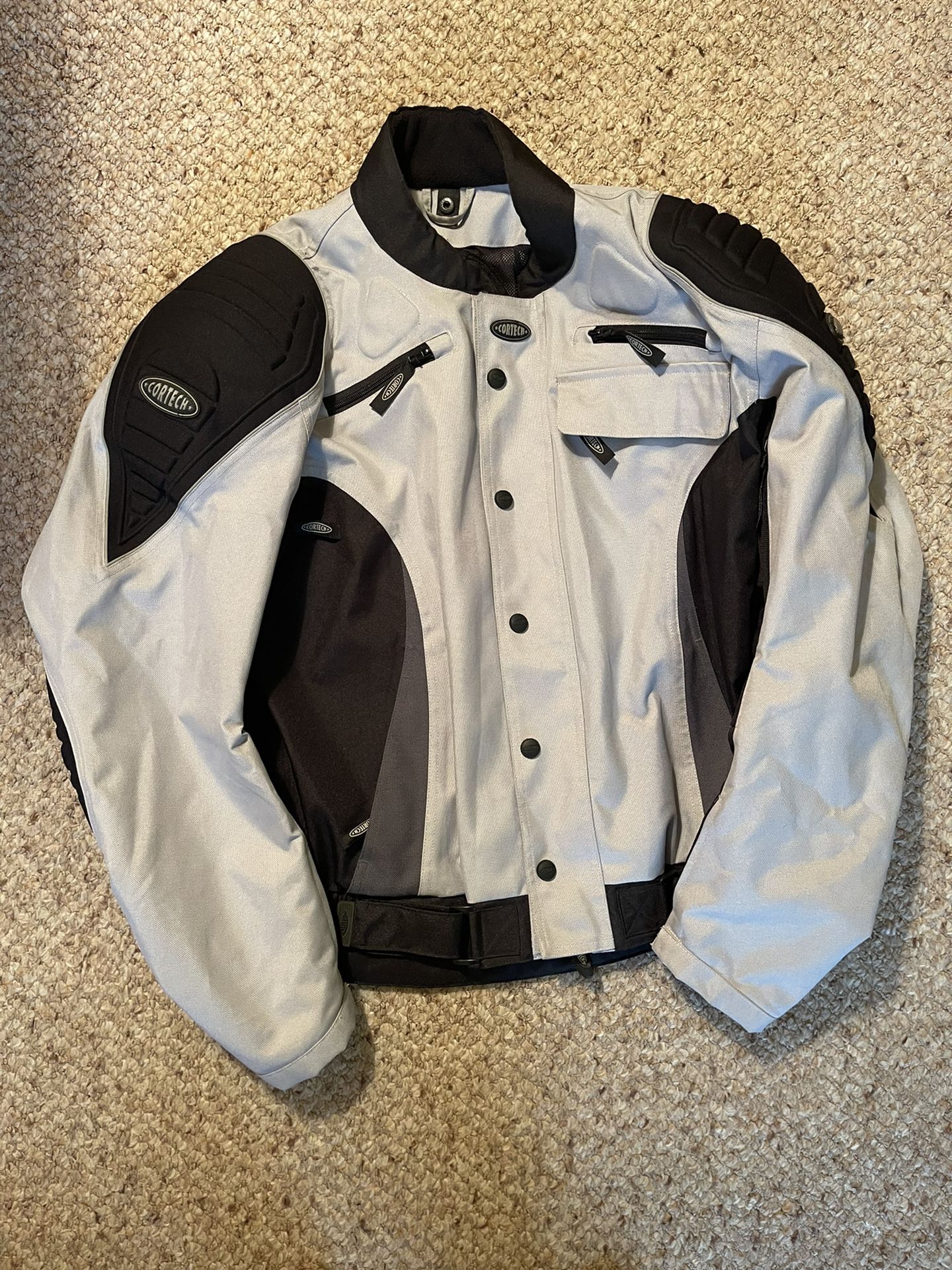 Tour Master - Cortech Fusion - Silver/Black Motorcycle Jacket (Men’s Large)