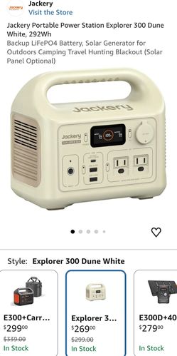 New Jackery Explorer 300 Dune White