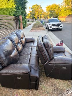 Free reclinable 3 seat couch and a separate recliner chair