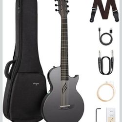 Enya NOVA GO SP1 Carbon Fiber Travel Guitar - 35" Acoustic Electric with Smart AcousticPlus Technology, Built-in Effects, USB Recording, Bluetooth Spe