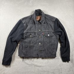 Levis Trucker Jacket Womens M Black Denim Jean Pockets Classic #1705
