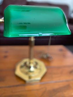 Vintage Banker’s Desk with Octagon Gold Color brass bass