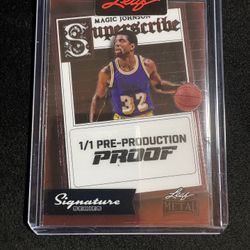 Leaf Metal Signature 1/1 Pre-Production Proof Magic Johnson Superscribe Card
