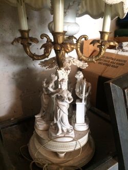 Antique Porcelain Angel Lamp