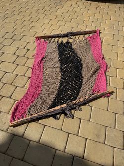 Rope Hammock with Wooden Spreader Bars