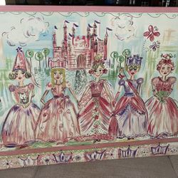 Large Fairy Beautful Painting/ Picture / Wall Art w/ Jewels .  