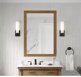Bellington 28 in. W x 40 in. H Rectangular Framed Wall Mount Bathroom Vanity Mirror in Almond Latte=Pal-213