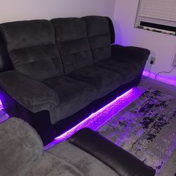 Furniture Set (Reclining Sofa & Rocker) W/ LED Lighting