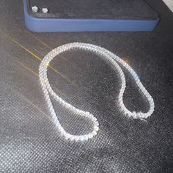 Diamond Tennis Chain W Earrings 