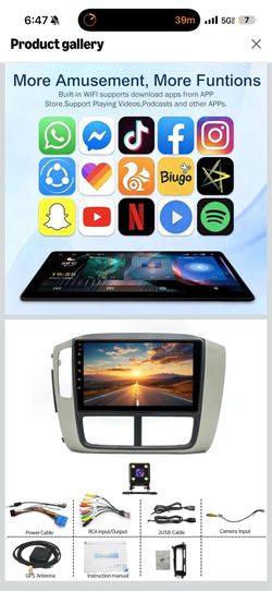 2+32G 9 inch Car Stereo for Honda Pilot 2006-2008 2007 w/WiFi GPS Bluetooth with Carplay Android Auto, IPS Double Din Car Audio Radio Receiver AHD Cam