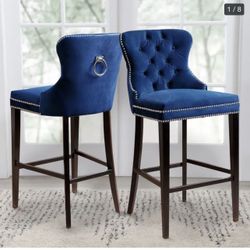 Blue Velvet Bar Stool (1)