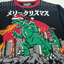XXL Godzilla Kaiju Japanese Christmas Holiday Adult Novelty Crew Neck Sweater