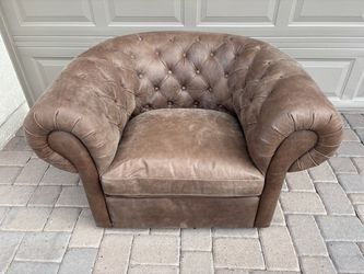 Crate & Barrel Leather Chesterfield Chair